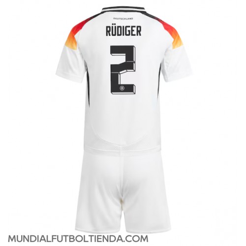 Camiseta Alemania Antonio Rudiger #2 Primera Equipación Replica Eurocopa 2024 para niños mangas cortas (+ Pantalones cortos)